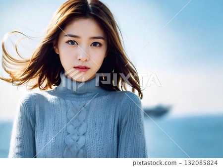 一個女人帶著微笑 132085824