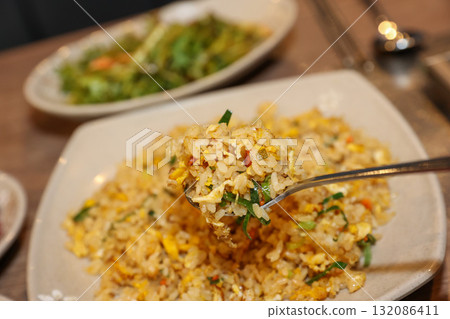 Chinese style food. Egg fried rice 132086411