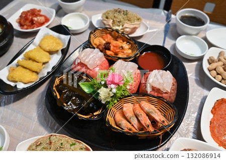 Korean style raw fish. Sashimi Korean style raw fish. Sashimi 132086914