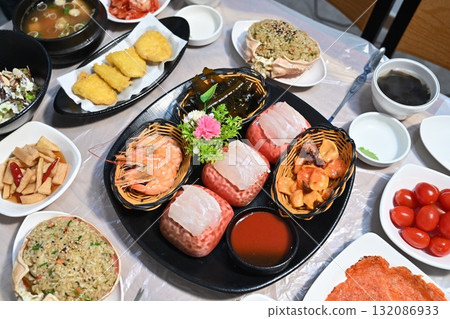Korean style raw fish. Sashimi Korean style raw fish. Sashimi 132086933