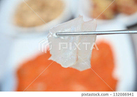 Korean style raw fish. Sashimi Korean style raw fish. Sashimi 132086941