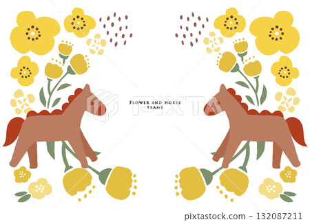 Horse and flower frame, yellow Horse and flower frame, yellow 132087211