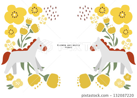Horse and flower frame, yellow Horse and flower frame, yellow 132087220