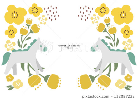 Horse and flower frame, yellow Horse and flower frame, yellow 132087222