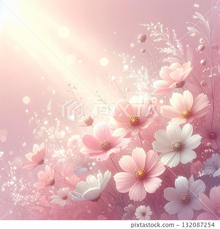 [AI 產生的圖像] 插畫風格的白色花朵和白色模糊 132087254