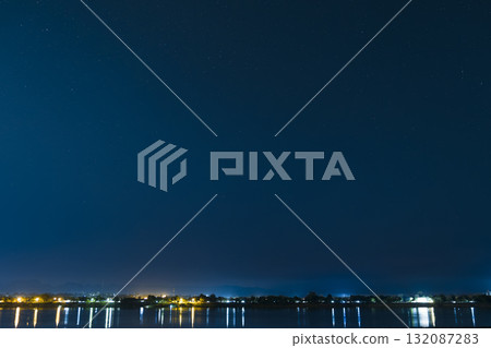 Mekong River and starry sky before dawn / Mekong River, Thailand & Laos Mekong River and starry sky before dawn / Mekong River, Thailand & Laos 132087283