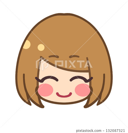 Cute girl's face icon illustration material 132087321