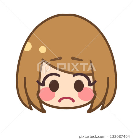 Girl's troubled face cute icon illustration material Girl's troubled face cute icon illustration material 132087404