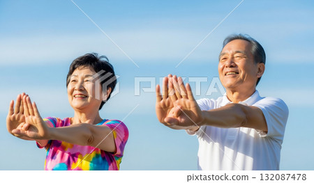 Senior couple stretching 132087478