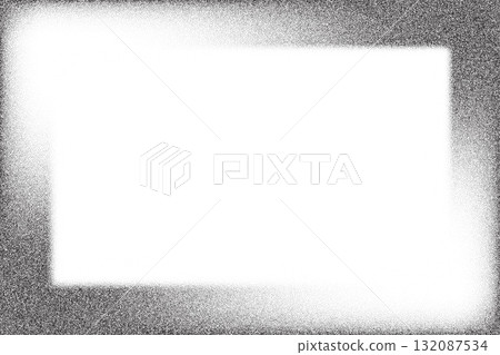 Noisy gradient frame with dotted gradation pattern on white background. Gritty rectangle border with stipple effect. Vector textured sandy abstract graphic. 132087534
