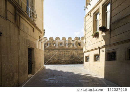 Old city walls in Baku, Azerbaijan Old city walls in Baku, Azerbaijan 132087616