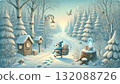 A little bird postman walks through a snowy forest, delivering letters in the light of a lamp in this heartwarming winter fantasy. A little bird postman walks through a snowy forest, delivering letters in the light of a lamp in this heartwarming winter fantasy. 132088726