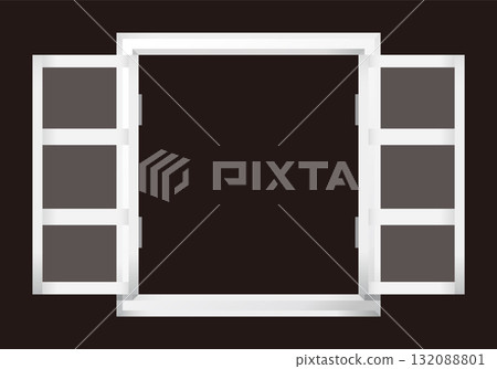 White window illustration. Door open. Vector illustration. 132088801