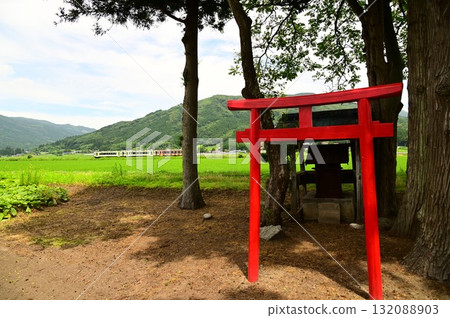 Tono in summer: Kamaishi Line and a small shrine 132088903