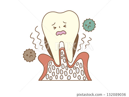 牙周病惡化並引起疼痛的圖示 132089036