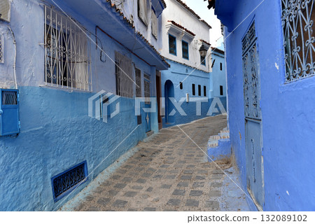 Chefchaouen, Morocco. Houses, streets and steps of old medina painted in blue 132089102
