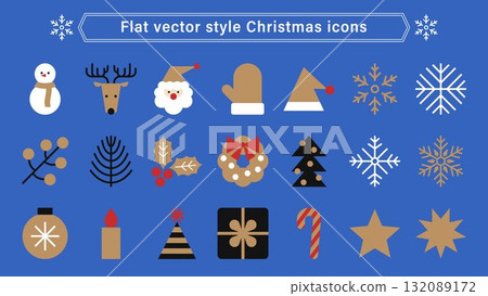 Flat modern Christmas icon set. 132089172