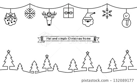 Christmas ornament background. Simple winter wallpaper with line art. Christmas ornament background. Simple winter wallpaper with line art. 132089177
