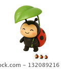 a cute ladybug under green leaf  132089216