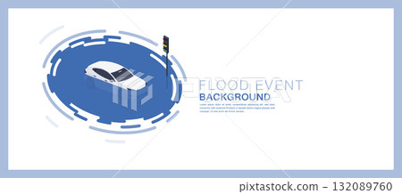 Flooded car at traffic light vector illustration Flooded car at traffic light vector illustration 132089760
