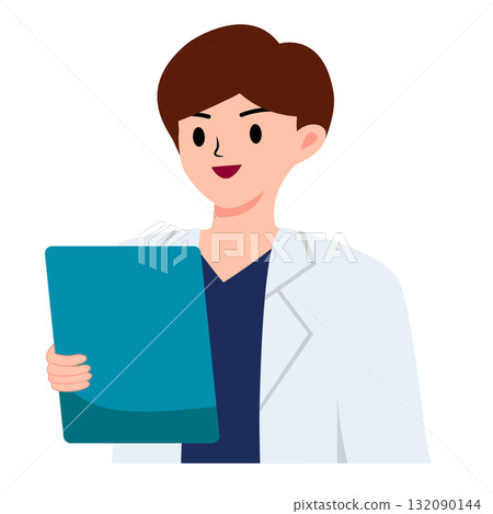 Male doctor cartoon reading chart for analyzation and consultation. Character design. Healthcare concept 132090144