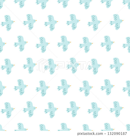 cute seamless christmas pattern with blue bird cute seamless christmas pattern with blue bird 132090187
