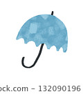 藍色雨傘的水彩插圖 132090196