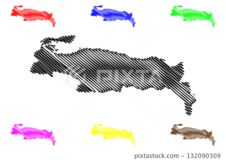 Nippes department (Republic of Haiti, Hayti, Hispaniola, Departments of Haiti) map vector illustration, scribble sketch Nippes map 132090309