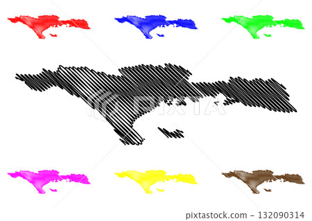 Sud department (Republic of Haiti, Hayti, Hispaniola, Departments of Haiti) map vector illustration, scribble sketch Sud map 132090314