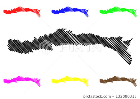 Sud-Est department (Republic of Haiti, Hayti, Hispaniola, Departments of Haiti) map vector illustration, scribble sketch Sud-Est map 132090315