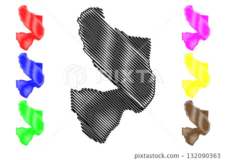 Mayo-Kebbi Est Region (Regions of Chad, Republic of Chad) map vector illustration, scribble sketch Mayo-Kebbi Est map 132090363