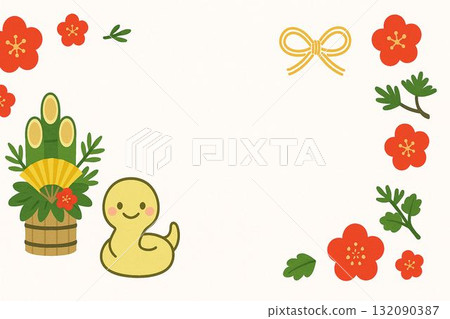 可愛的新年裝飾新年卡片模板 132090387