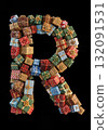 Christmas Present Alphabet festive Gift Box Letter Typeface the character R 132091531