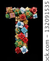 Christmas Present Alphabet festive Gift Box Letter Typeface the character T 132091535