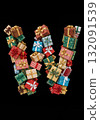 Christmas Present Alphabet festive Gift Box Letter Typeface the character W 132091539