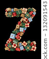 Christmas Present Alphabet festive Gift Box Letter Typeface the character Z 132091543