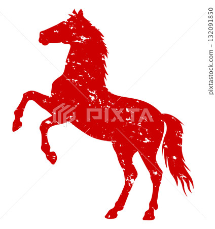 印章式馬剪影新年賀卡材料賽馬紅色 印章式馬剪影新年賀卡材料賽馬紅色 132091850