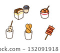 Korean street food (toast, sweet and sour chicken, oden, gwabaegi, sotteok sotteok) 132091918