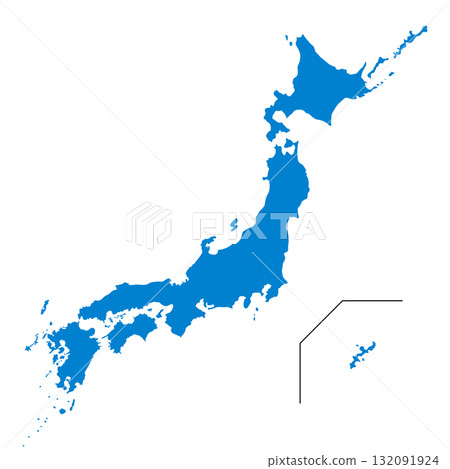 藍色日本地圖的簡單插圖 132091924