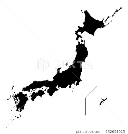 簡單的日本地圖插圖圖像黑色 132091925