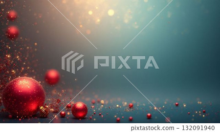 Christmas background material: red decorations, blue background Christmas background material: red decorations, blue background 132091940
