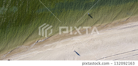 sandy beach on the seashore, view from above 132092163