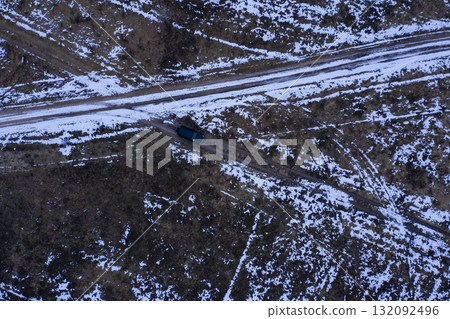 country road, view from above, aerial view country road, view from above, aerial view 132092496
