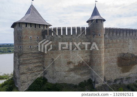 shot of the old castle, view from above shot of the old castle, view from above 132092521
