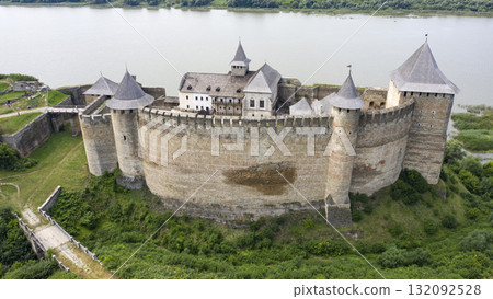 shot of the old castle, view from above 132092528
