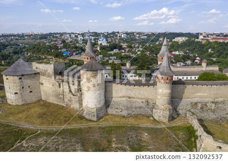 shot of the old castle, view from above 132092537