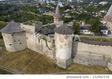 shot of the old castle, view from above shot of the old castle, view from above 132092538