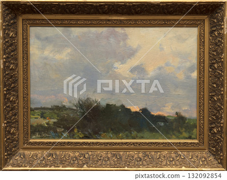 landscape, picture of nature, oil painting, handmade drawing 132092854