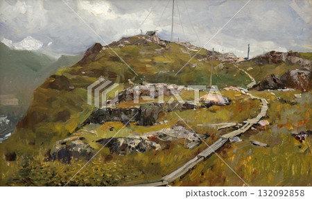 landscape, picture of nature, oil painting, handmade drawing 132092858