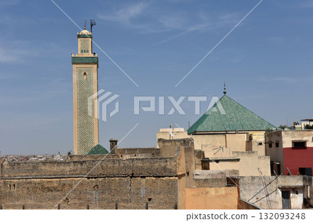Tower of Al-Hamra Mosque in Fez medina, Morocco Tower of Al-Hamra Mosque in Fez medina, Morocco 132093248